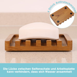 Teak Wood Soap Dish, Soap Saver for Shower, Bathroom, Sink, Kitchen and Countertop